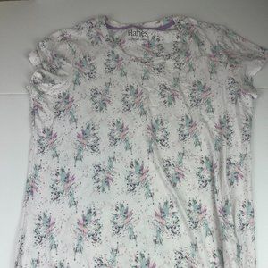 Hanes Comfort Sleep Printed Short Sleeve Sleep Shirt Floral LG